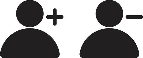 Add and delete friends icon set . People plus minus icons . Add and remove user icon . illustration vector