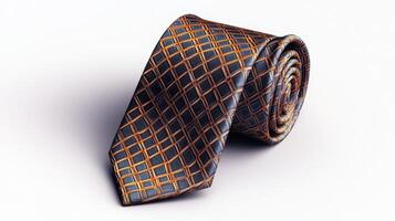 Elegant men's tie with a woven pattern displayed on a neutral background photo