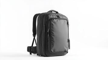 Stylish black backpack with multiple compartments designed for travel and everyday use photo