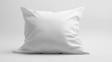 Soft white pillow resting on a smooth surface in a minimalistic indoor setting with natural lighting photo