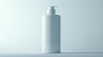 White pump bottle on a minimalistic background in a well-lit studio setting photo