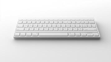 Minimalistic white keyboard on a light surface for modern workspace efficiency photo
