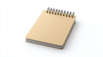 Blank spiral notebook on a white background for notes, planning, or drawing photo