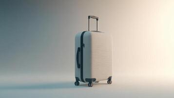 A sleek, modern suitcase with a retractable handle and wheels against a soft gradient background photo