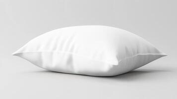 Soft white pillow resting on a neutral background in a minimalist setting photo