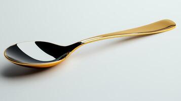 Elegant gold spoon resting on a white surface, highlighting its shiny finish and sleek design photo