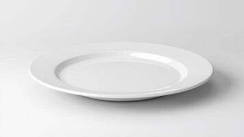 Empty white dinner plate on a light background photo