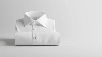 Neatly folded white shirt on a clean surface in a minimalist setting, showcasing simplicity and elegance photo
