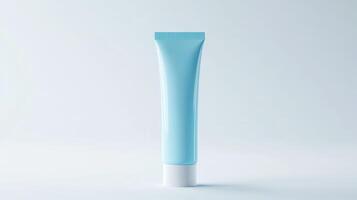 Light blue skincare tube on a plain background with soft lighting photo