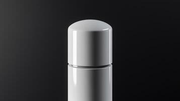 A sleek white thermos standing upright against a dark background photo