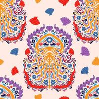 an octopus with a flower pattern on a pink background vector