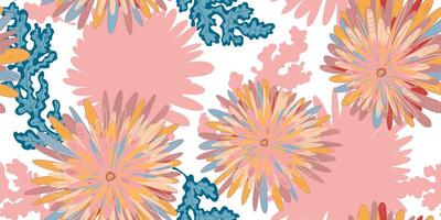 a colorful pattern with flowers and leaves vector