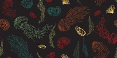 Mystical jellyfish pattern seamless pattern rapport vector