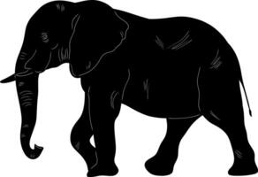 an elephant is shown in black and white on a white background vector