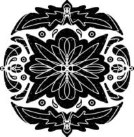 a black and white design with a flower in the center vector