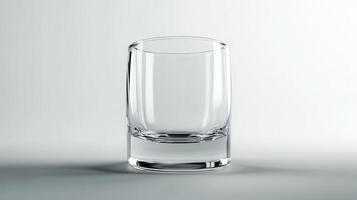 Clear glass tumbler on a soft gradient background, captured in a studio setting with subtle lighting effects photo