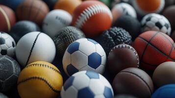 A Colorful Array of Various Sports Balls Piled Together on a Soft Surface photo