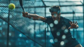 Athlete Practicing Tennis Skills in an Outdoor Court During Late Afternoon photo