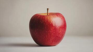 Fresh Red Apple on White Surface With Soft Natural Lighting in Indoor Setting photo