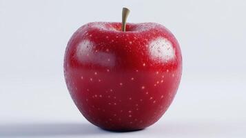 Bright Red Apple Glistening on White Surface During Natural Light Conditions photo