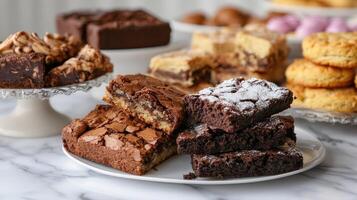 A Delicious Array of Brownies, Cookies, and Treats on Display at a Dessert Table photo