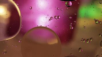 Macro structure of colorful oil bubbles. Chaotic motion. Abstract multicolored background. Pattern video