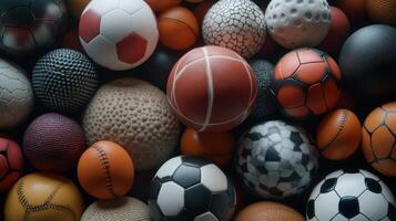 A Colorful Collection of Various Sports Balls on a Flat Surface in Natural Light photo