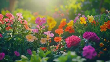 Vibrant Garden Blooms in Full Color During a Sunny Spring Afternoon photo