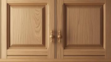 Elegant Wooden Cabinet Doors With Detailed Paneling in a Warmly Lit Room Setting photo