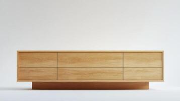 Contemporary Wooden Cabinet Showcasing Minimalist Design in Neutral Interior Space During Daylight photo