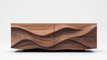 Artistic Wooden Sideboard Displaying Elegant Waves at Contemporary Gallery Exhibition in Autumn photo