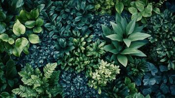 Vibrant Green Plant Arrangement Showcasing Various Species and Textures in a Well-Lit Indoor Environment photo