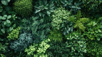 Lush Green Plant Collection From Above Showcasing Vibrant Foliage in a Natural Setting photo