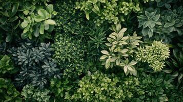 Lush Greenery Displayed in a Vibrant Assortment of Foliage During a Sunny Afternoon in a Garden photo
