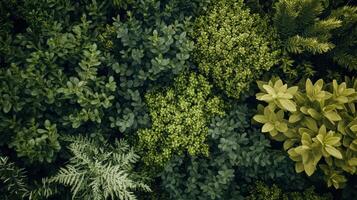 Lush Green Foliage Displaying Varieties of Plants in a Vibrant Garden Setting During Daylight Hours photo