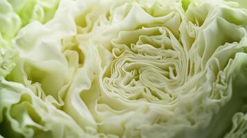 Close-Up View of a Beautifully Layered Green Cabbage in a Bright Natural Setting During Daylight Hours photo