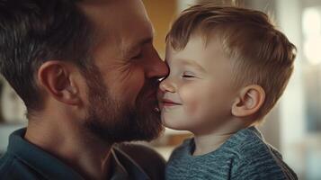 Heartwarming Moment Between Father and Son During Quality Time at Home photo