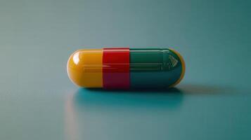 Colorful Capsule Lying on a Plain Surface in Soft Natural Light During Midday photo