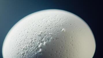 Close-Up of a Fresh Egg With Droplets and Texture Under Soft Lighting in a Studio Setting photo