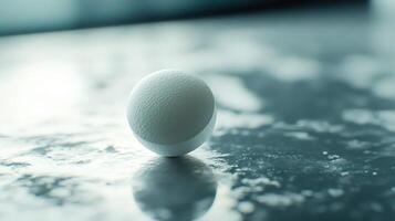 A Single White Ball Resting on a Smooth Surface in Soft Natural Light photo