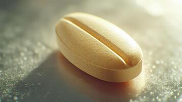 Yellow Oblong Tablet Positioned on Metallic Surface During Bright Light Conditions photo