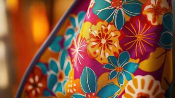 Vibrant Floral Fabric Draped on a Figure in a Sunlit Room During Late Afternoon photo