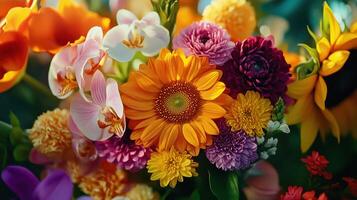 Vibrant Assortment of Colorful Flowers Displayed in a Lush Garden During Late Spring Afternoon photo