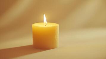 A bright candle illuminates a soft background in a peaceful setting, creating a warm atmosphere during a quiet evening photo