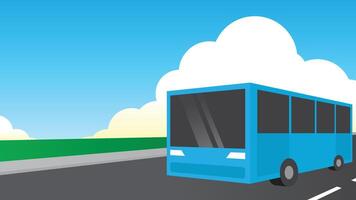 illustration of a bus passing on the highway vector