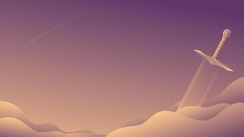 landscape view filled with smoke and swords vector
