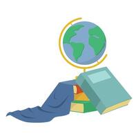 stack of books and globe vector