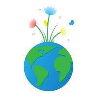 illustration of earth covered with plants and flowers vector