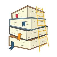 stack of books with a ladder vector