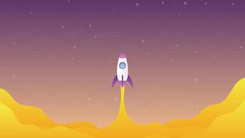 a rocket is about to take off and leaves behind a cloud of smoke vector